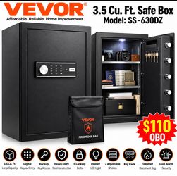 VEVOR 3.5 Cu Ft Digital Safe Box – Key & Password – SS-630DZ – New