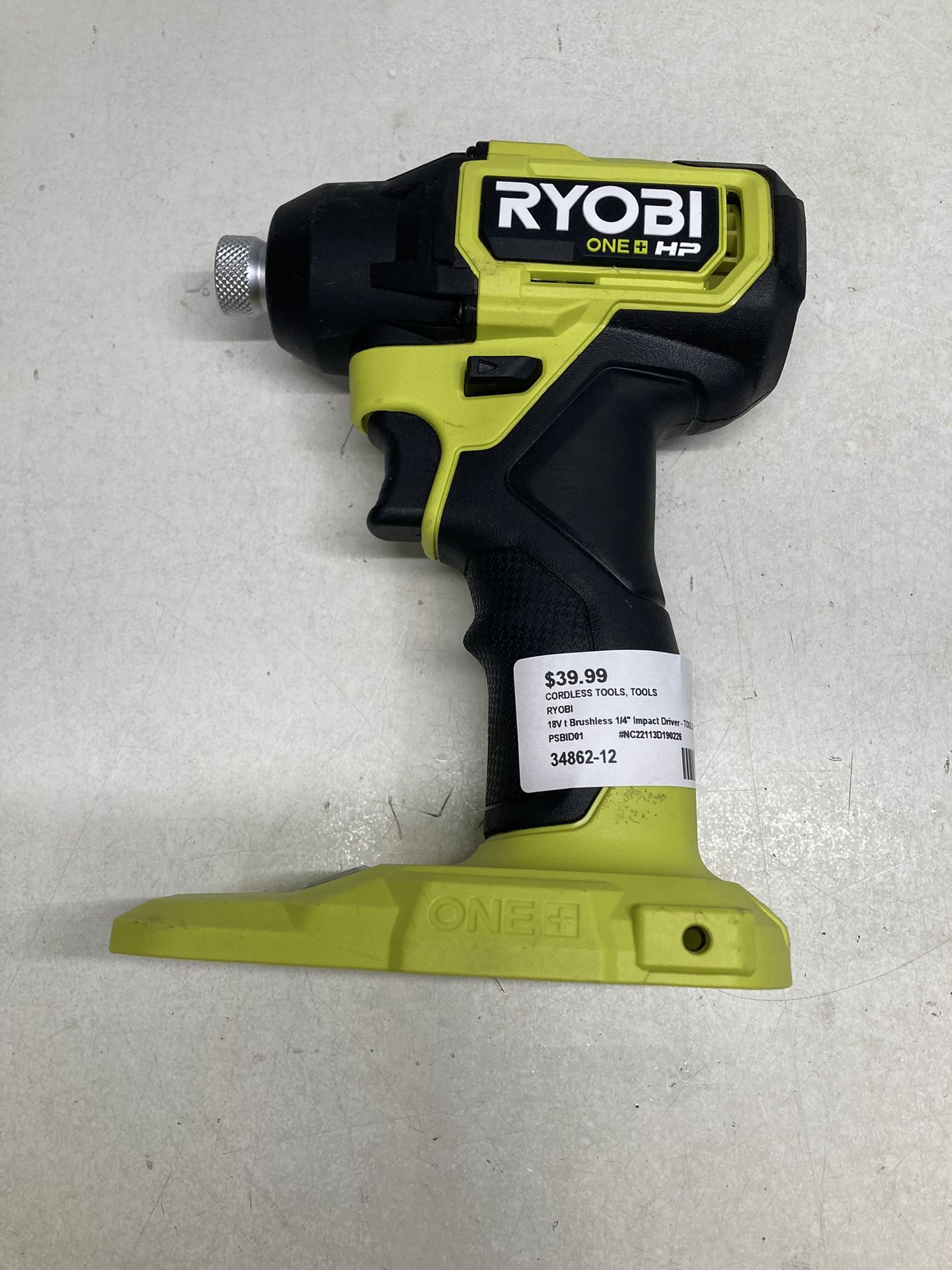 RYOBI PSBID01 ONE + HP 18V BRUSHLESS 1/4” Impact Driver - TOOL