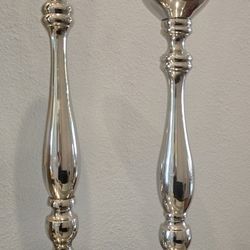 Tall heavy duty silver elegant candle holders