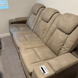 Ashley Furniture Leather Power Recliner Sofa 