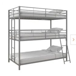 Metal Triple Bunk Bed-Silver