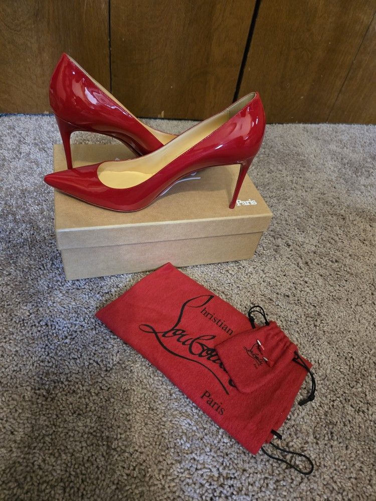 Christian Louboutin 85mm red patent Kate pumps size 40.5