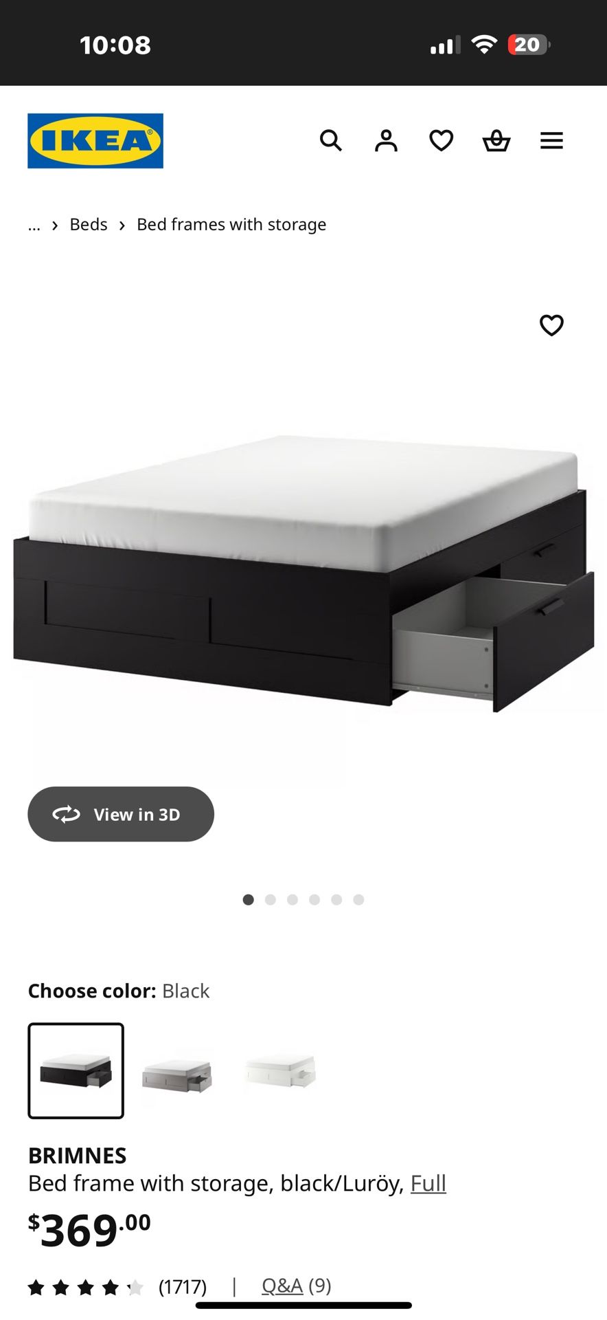 Ikea Brimnes Bed Frame with Storage