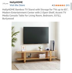 Bamboo TV Stand / Media Console, 55" – $70