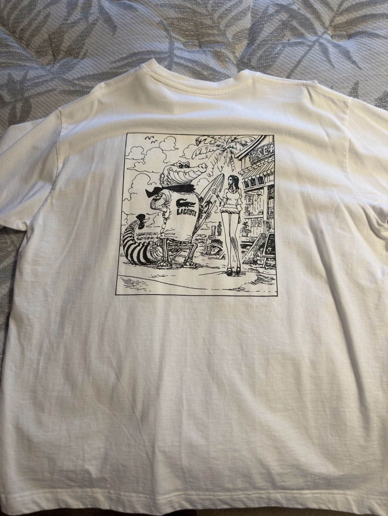 LACOSTE x ONE PIECE Crocodile Character T-Shirt White Size 6 (US XL) *LIKE NEW*