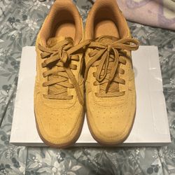 Beige Nike Air Force One suede no slightly one