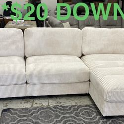 Cozy New Corduroy Sectional (Finance and Delivery)