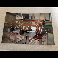 CUSTOM WOOD TABLE WITH GLASS TOP