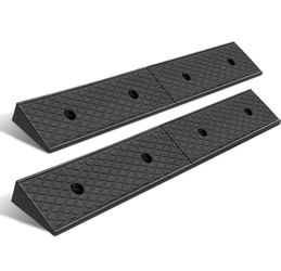2pcs 2.1" Rise Rubber Curb Ramp Heavy Duty Loading Driveway Ramp Threshold Ramps 38.6" W x 5.9" D x 2.1" H for Loading Dock, Warehouse, Motorcycles, C
