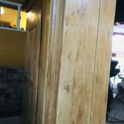 Country Pine Armoire With vintage Hardware 