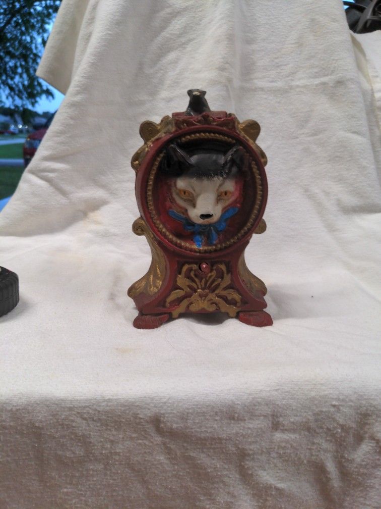 Vintage Cat And Mouse Cast Iron Bank