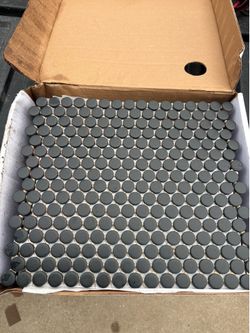 Black penny round mosaic tile