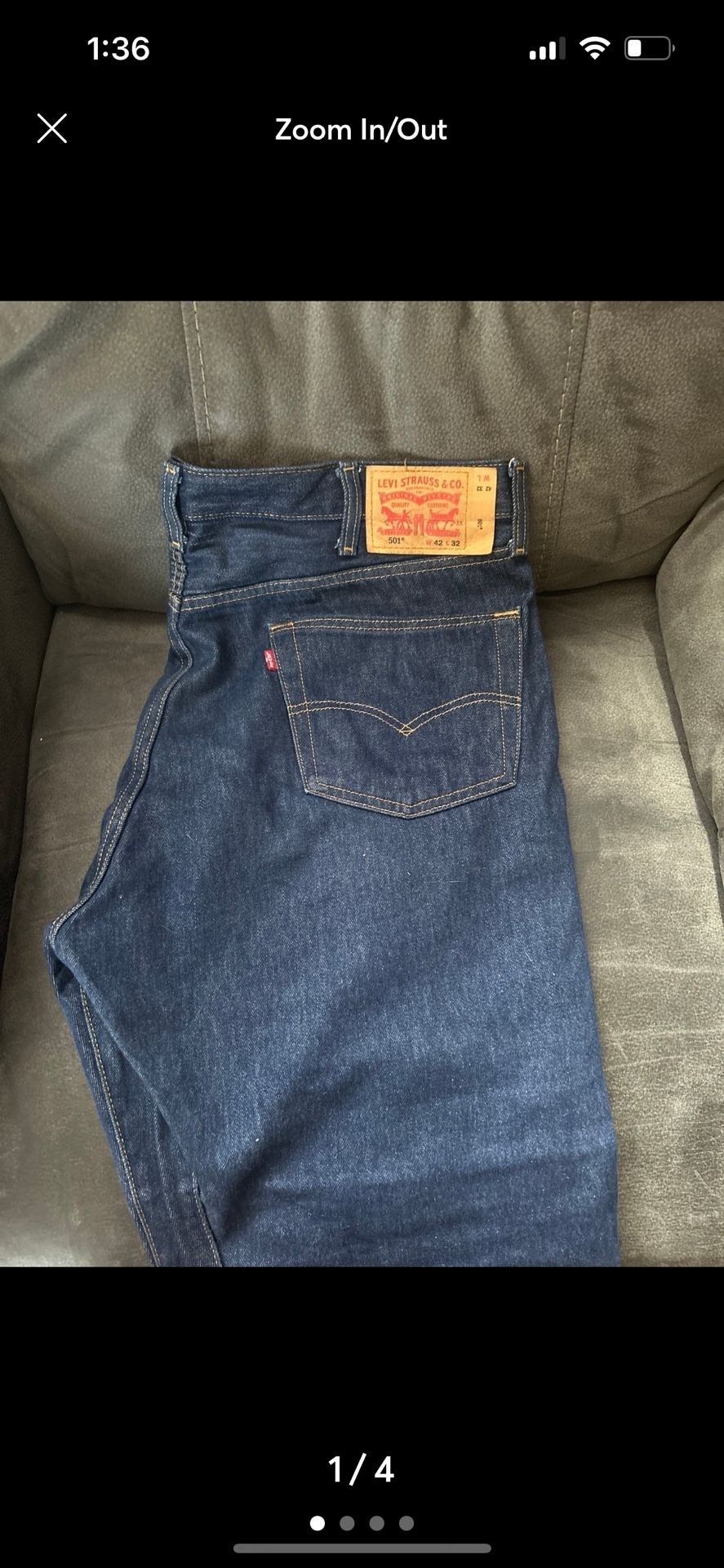 Levi’s Shrink To Fit 501s Denim Blue Washed Size 42-32 