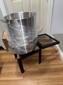 ROVSUN 30QT Turkey Fryer & 10QT Fish Fryer Kit with 54000BTU Propane Stove & Foldable Side Table, Aluminum Deep Fryer Pot for Outdoor Cooking Seafood 