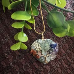 Newer Heart Shaped Jade Tree of Life Pendant on 18" Chain 