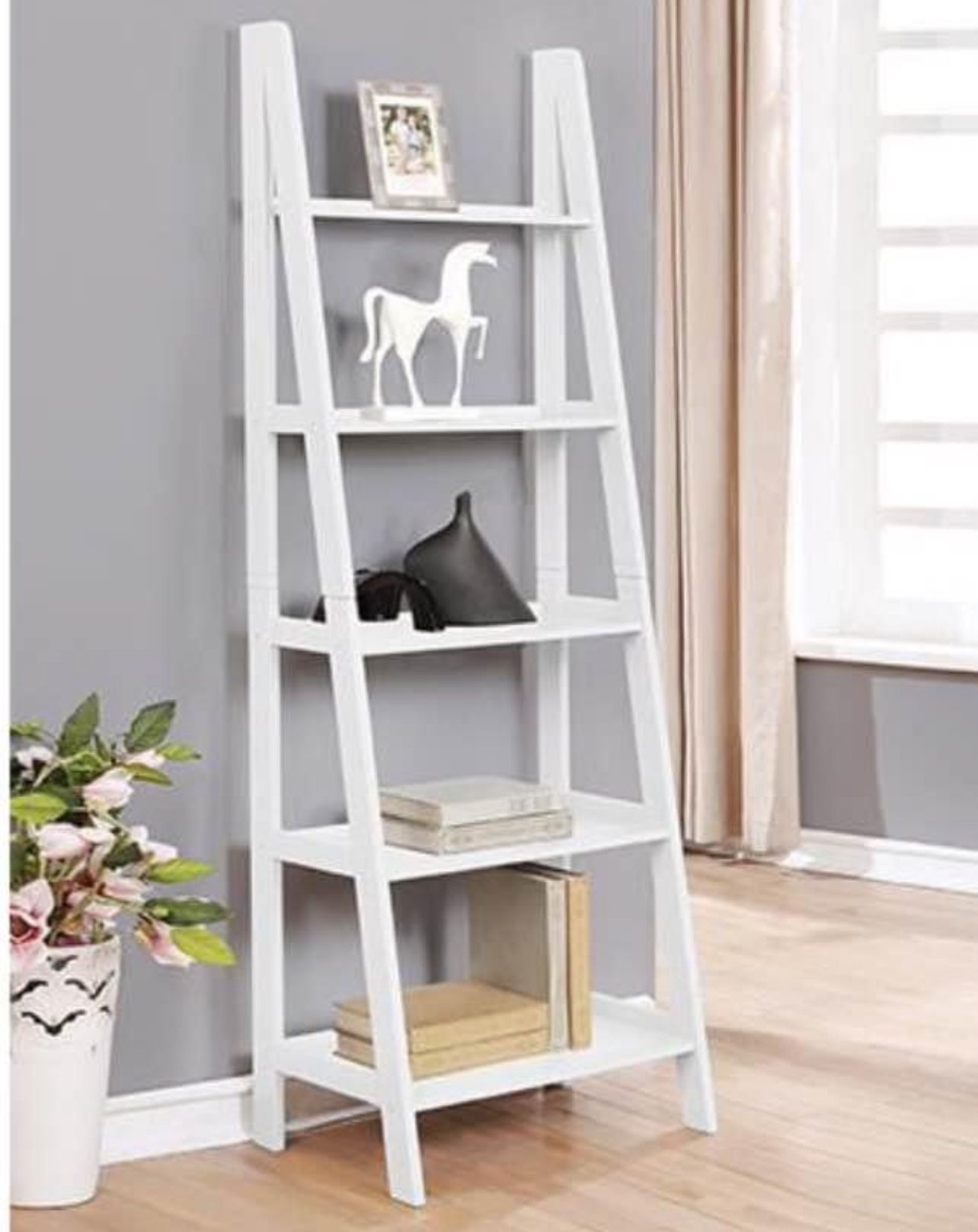 White ladder bookcase bookshelf - NEW