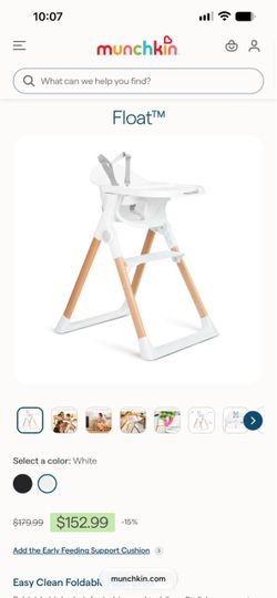Munchkin Float High Chair White with cushion