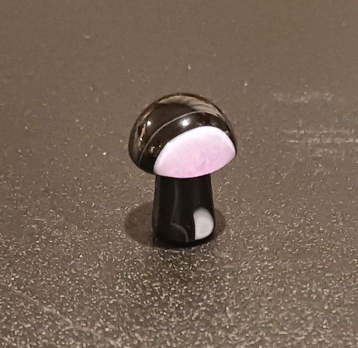Pink & Black Agate Crystal Mushroom