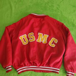 USMC red jacket XL Vintage Marine Corps Militaria Jacket Made in USA by Artex