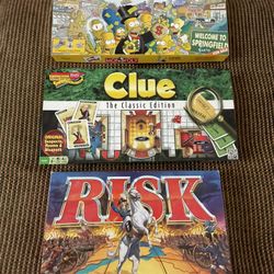Games: Risk, Clue & Monopoly 