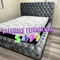 New Queen bed with mattress
