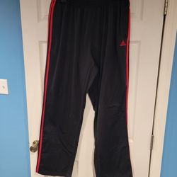 Men's Adidas Pants - Black W/ Red Stripes, Warmups, Size 2XL, With Pockets