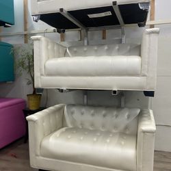 White Faux Leather Couch on sale  $599 