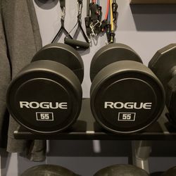 Brand New Pair Of 55 Lb Rogue Urethane Dumbbells