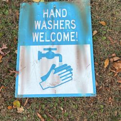 Rustic Metal Hand Washing Sign 