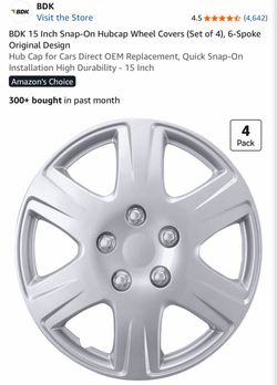 BDK 15-Inch Snap-On Hubcap Wheel Covers Set of 3