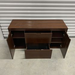 🟤 Modern Dark Wood Credenza – Sleek & Functional! 🏢✨