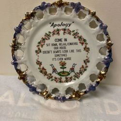 Vintage Messy House Apology Decorative Plate Wall Hanging Funny Humorous 7 Inch