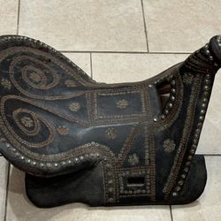 Antique Leather Studded Saddle 
