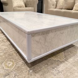 RH Italian Carrara Marble Plinth Coffee Table