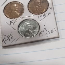 1918, 1946-D, 1943 Steel Wheat Penny