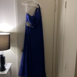 Royal  Blue Formal Dress With Scarf