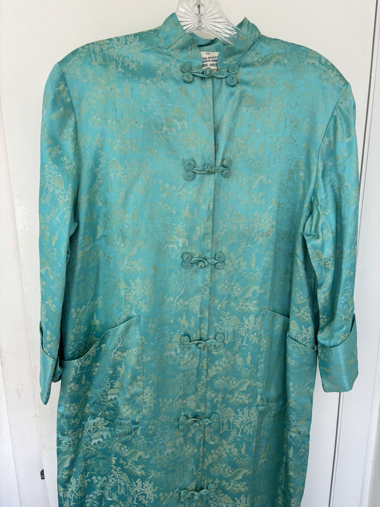 VTG 100%rayon Material Asian Robe/coat Till Colored Kimono For Sale