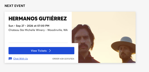 Hermanos Gutierrez Chateau Ste Michelle in Woodinville Concert Tour 3xTickets + Parking(A section)