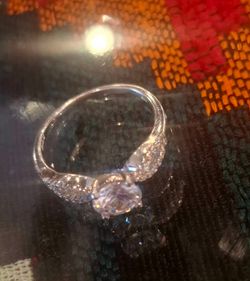 Silver Solitaire Ring with CZ Stones