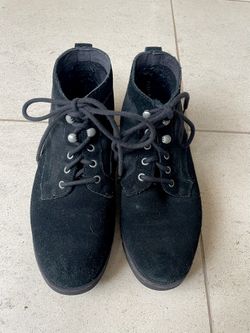 Womens UGG Black Sherpa Suede Lace Up Boots 