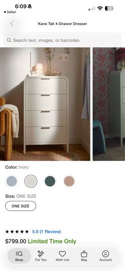 Kane Tall 4 drawer dresser chest -white