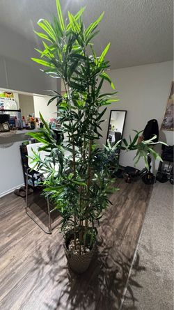 6 Ft Artificial Bamboo Tree with Decorative Planter – 72” Tall