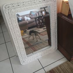 Wicker Bench Seat And Mirror