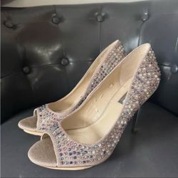 INC International Concepts Rhinestone Nude High Heel Shoes