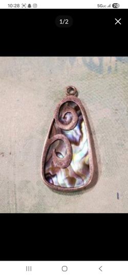 Copper Abalone Shell Teardrop Pendant