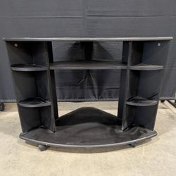 Compact Black Corner TV Stand with Storage Shelves
