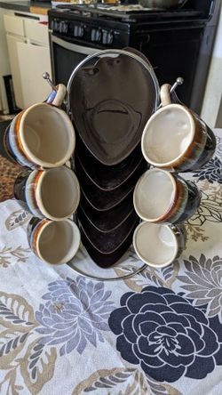 Set of 6 expresso cups and plates