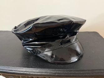 Elope patent PVC Muir cap biker officer military Halloween costume hat