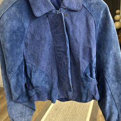 Vintage Spirit Blue Leather Women’s Jacket - SZ Large