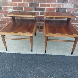 Pair of Mid Century Modern Lane Acclaim Two Tiered Side / End Lamp Tables .